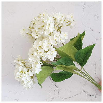 Flowers (Artificial) - Hydrangeas 5 Buds White