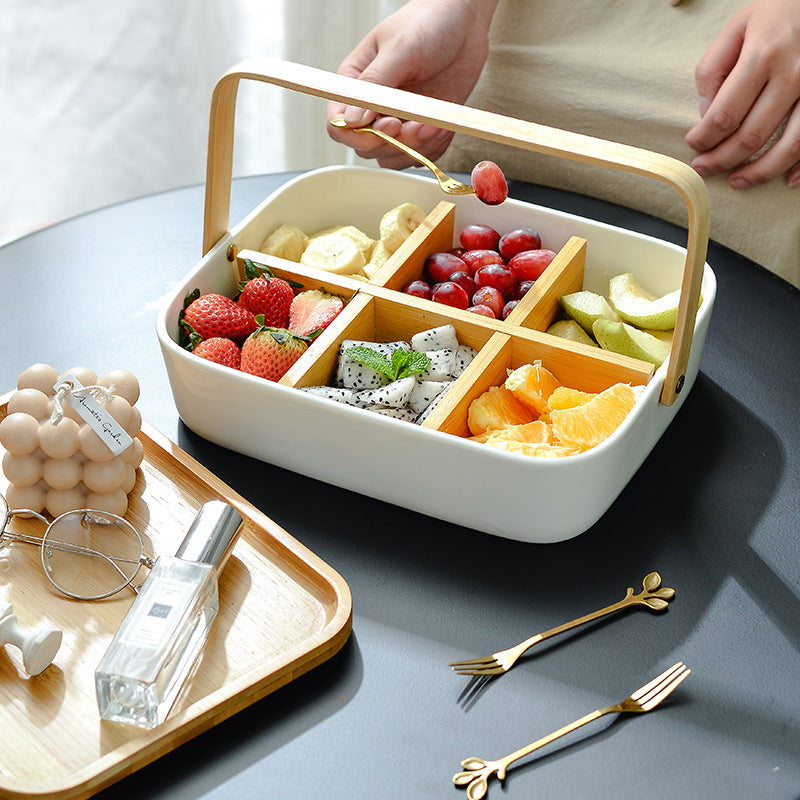 Ceramic - Snack Bowl with Bamboo Lid