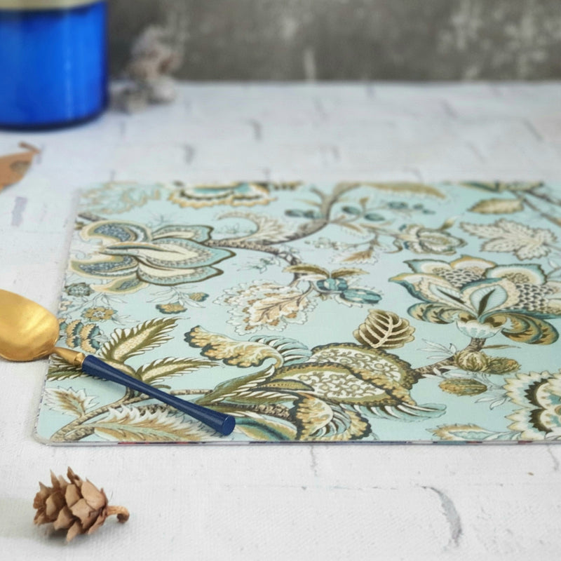 WIPE CLEAN TABLEMATS/PLACEMATS - SKY BLUE FLORAL