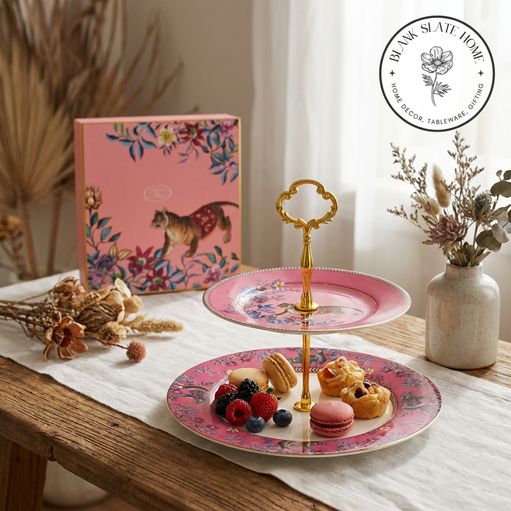 Ceramic - Jungle Tiger Gift Set - Cake Stand 2 Tier