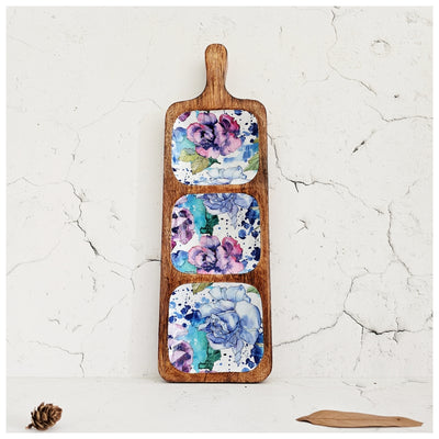 PLATTER - 3-PART PADDLE SHAPED - IRIS BLOOM