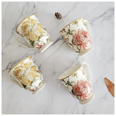 Ceramic - Coffee/Tea Mug Set of 4 Pieces - English Autumn Herringbone