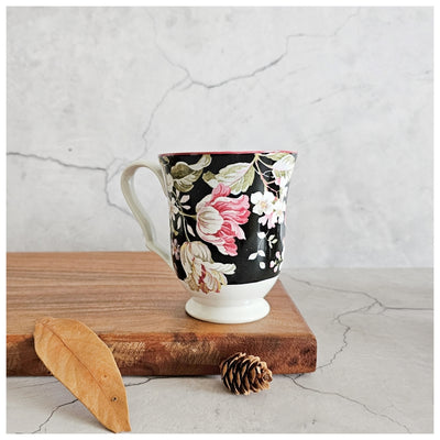 Ceramic - Coffee/Tea Mug Set of 4 Pieces - Moonlight Black Herringbone