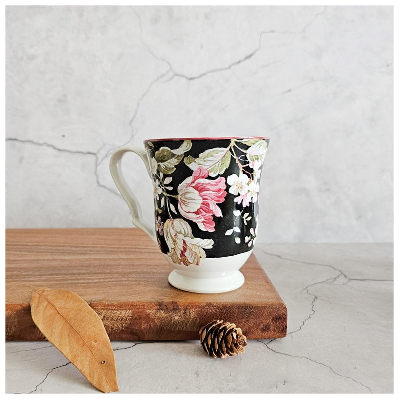 Ceramic - Coffee/Tea Mug Set of 4 Pieces - Moonlight Black Herringbone