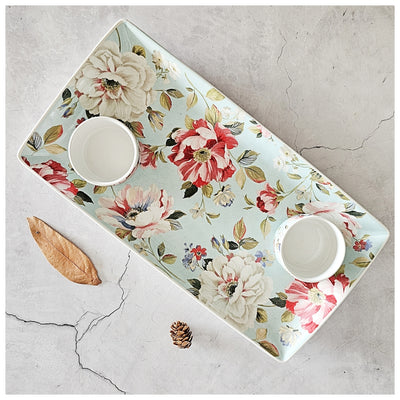 Ceramic - Dip Platter with 2 Matching Bowls - Rectangle - Spring Teal