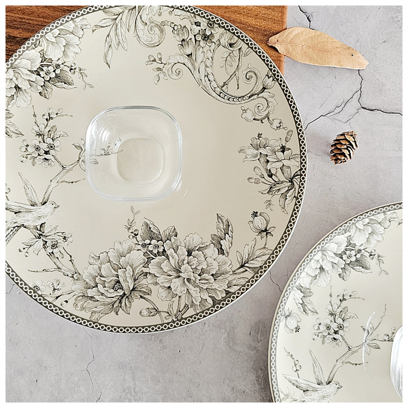 Ceramic - Starter Platter with Bowl Set of 4 - Vintage Summer