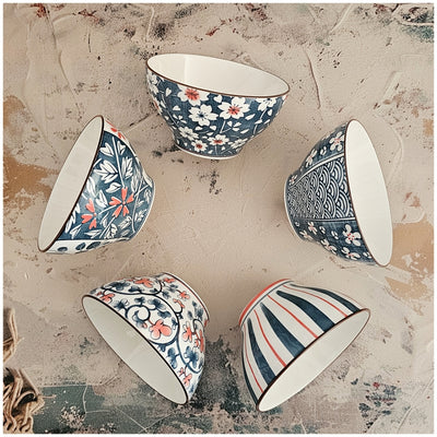 Ceramic - 5 Bowls - Gift Set - Cherry Blossom