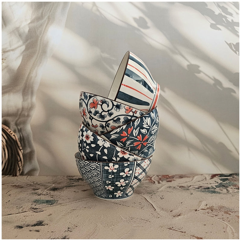 Ceramic - 5 Bowls - Gift Set - Cherry Blossom