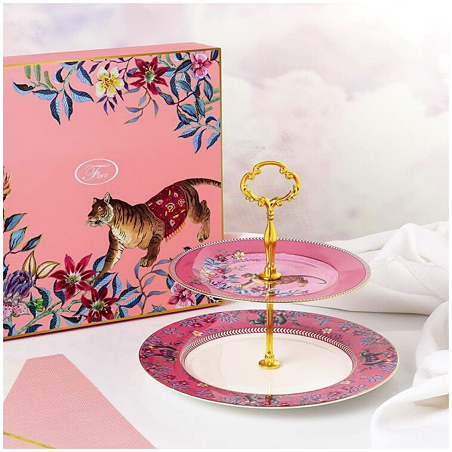 Ceramic - Jungle Tiger Gift Set - Cake Stand 2 Tier