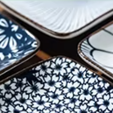 Ceramic - Single Serve Dish - Rectangle Set of 4 - Vintage Blue