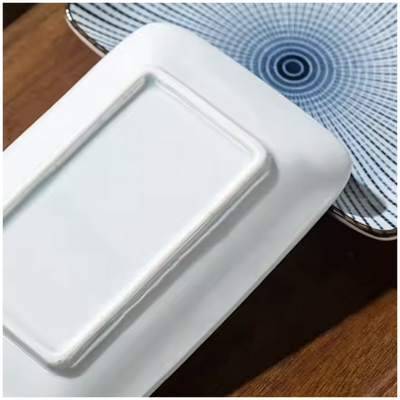 Ceramic - Single Serve Dish - Rectangle Set of 4 - Vintage Blue