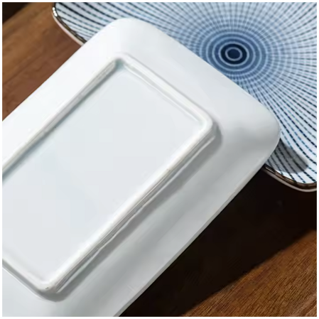 Ceramic - Single Serve Dish - Rectangle Set of 4 - Vintage Blue