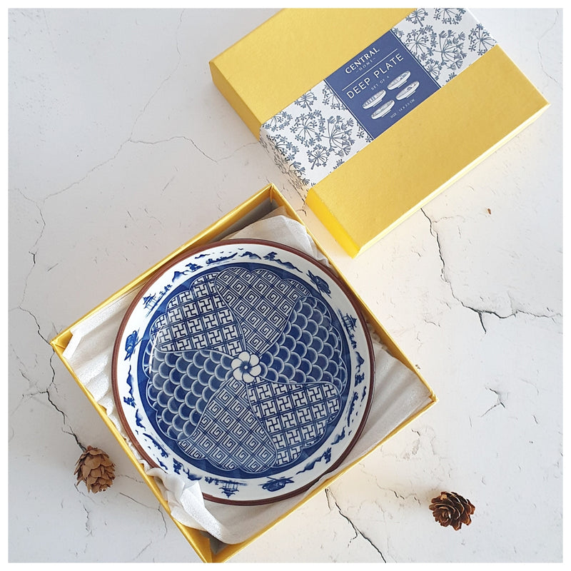 Ceramic - Deep Plate - Medium - Box Set of 4 - Imperial Blue Collection
