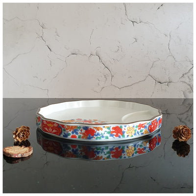 Ceramic - Dip Dish Starter/Serving Plate - Round Large - Oriental Red