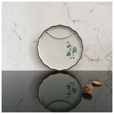 Ceramic - Dip Dish Starter/Serving Plate - Round Large - Oriental Sunshine Bloom