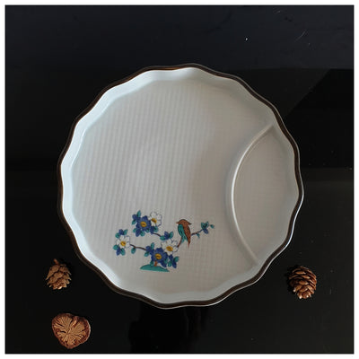 Ceramic - Dip Dish Starter/Serving Plate - Round Large - Oriental Sunshine Bloom
