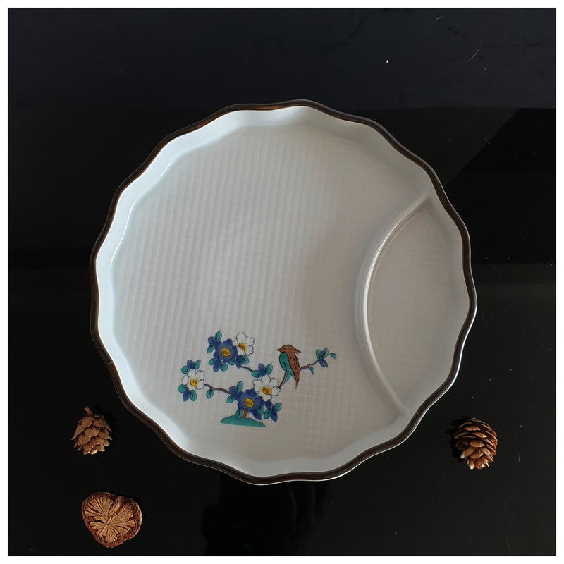 Ceramic - Dip Dish Starter/Serving Plate - Round Large - Oriental Sunshine Bloom