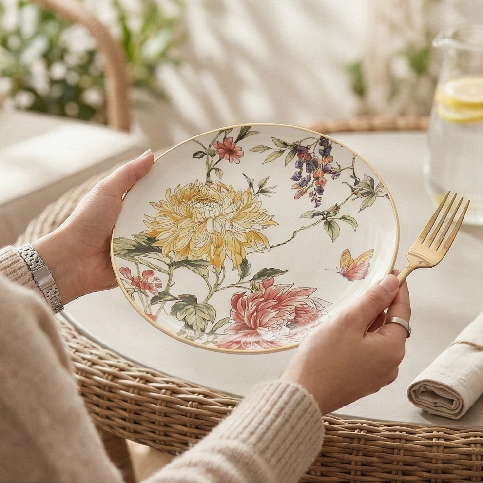 Ceramic - Quarter Plates Flat Set of 4 pieces - English Autumn