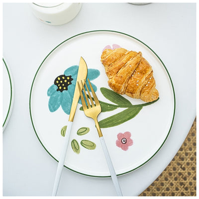 Ceramic - Spring Collection - Plate & 2 Mugs Set - Aqua