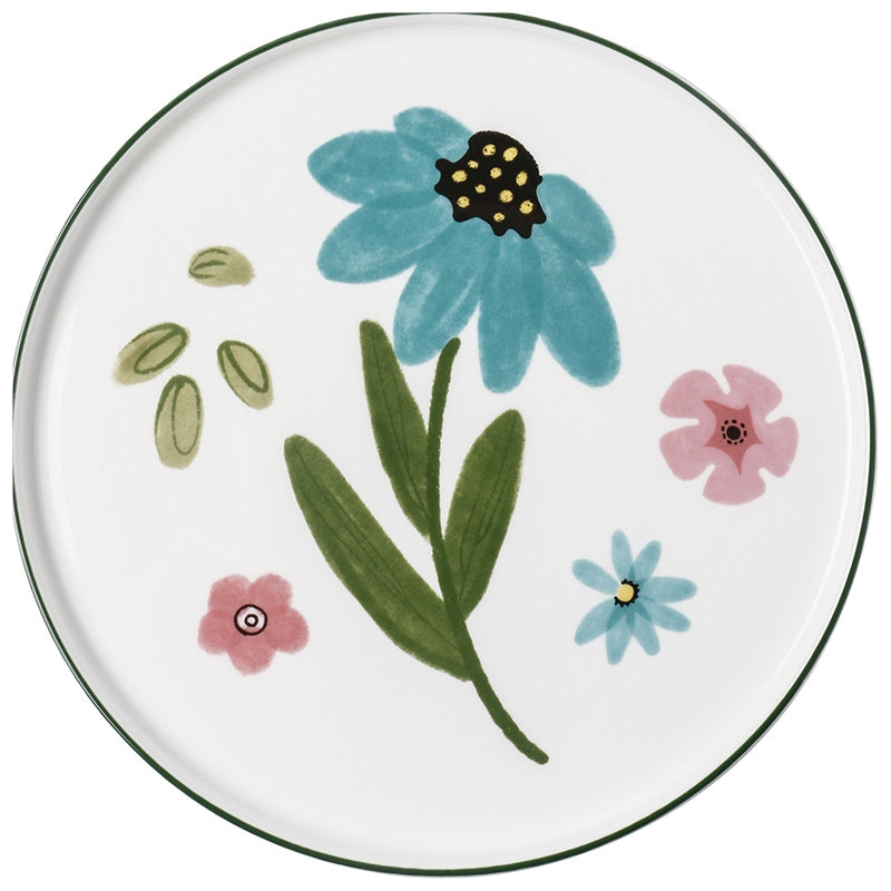 Ceramic - Spring Collection - Plate & 2 Mugs Set - Aqua