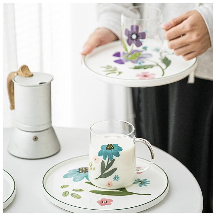 Ceramic - Spring Collection - Plate & 2 Mugs Set - Aqua