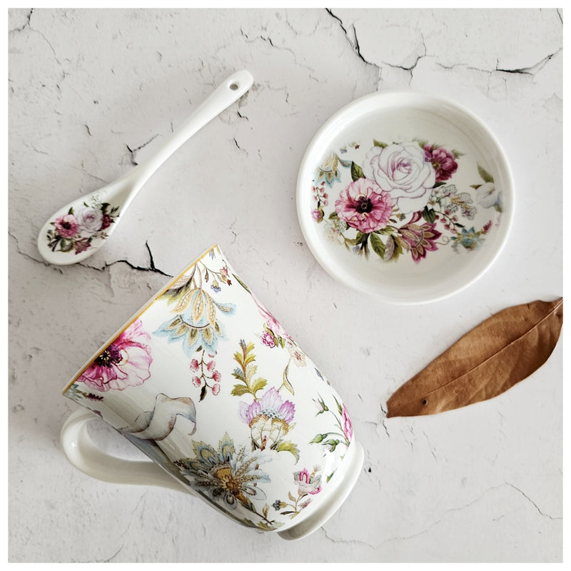 Ceramic - Tea Cup Set - English Garden Pink