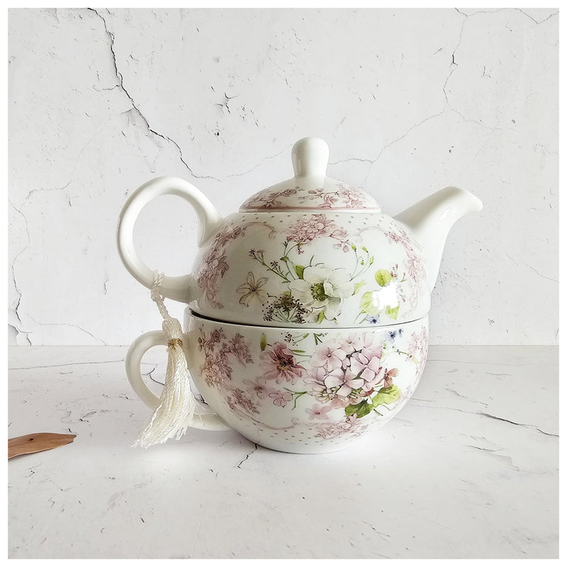 Ceramic - Tea Pot Set - English Garden Pink