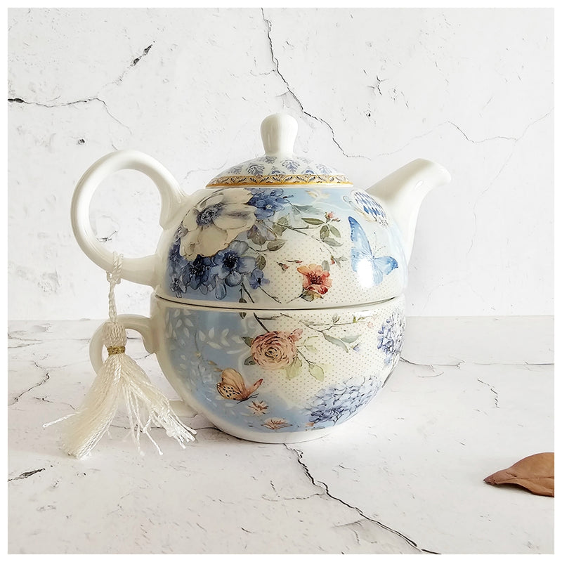 Ceramic - Tea Pot Set - English Garden Blue