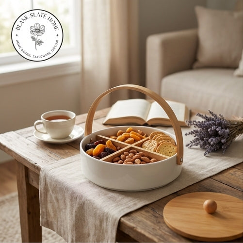 Ceramic - Snack Bowl with Bamboo Lid (Round)