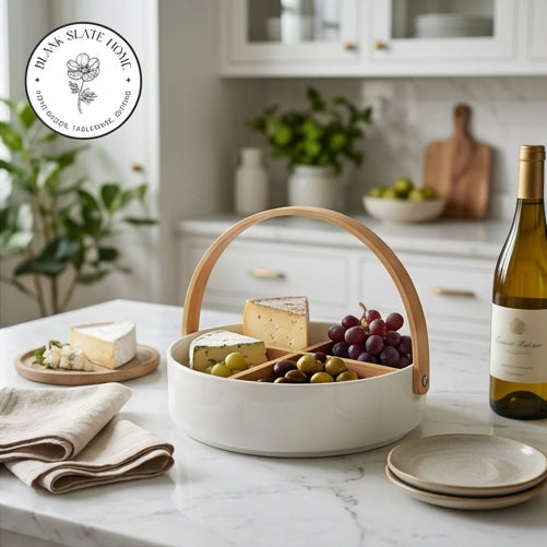 Ceramic - Snack Bowl with Bamboo Lid (Round)
