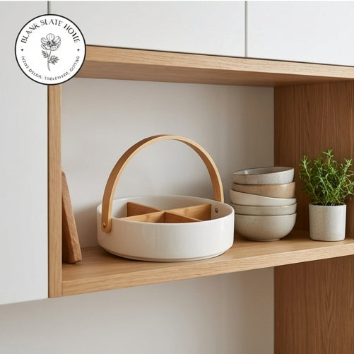 Ceramic - Snack Bowl with Bamboo Lid (Round)