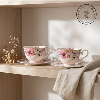Ceramic - Tea Cup Set - Tuscany Pink