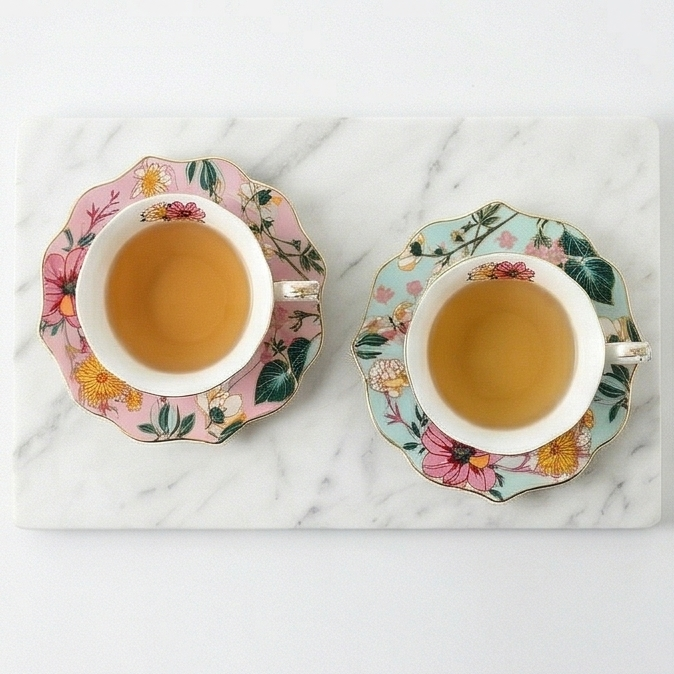 Ceramic - Tea Cup Set - Tuscany Pink