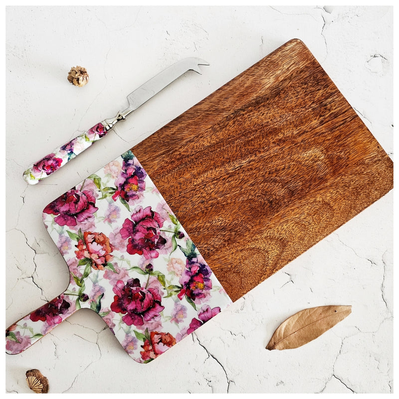 Cheese Board & Knife Set - Country Rose