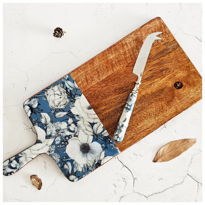 Cheese Board & Knife Set - Blue Hibiscus