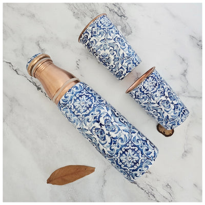 COPPER BOTTLE SET WITH 2 GLASSES, BODRUM