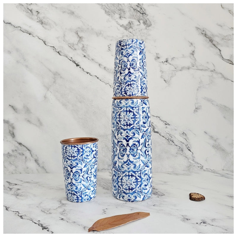 COPPER BOTTLE SET WITH 2 GLASSES, BODRUM