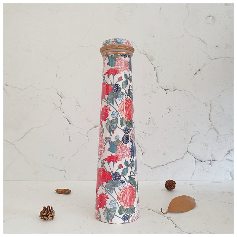 Slim Copper Bottle, 750 ML, Pink Roses