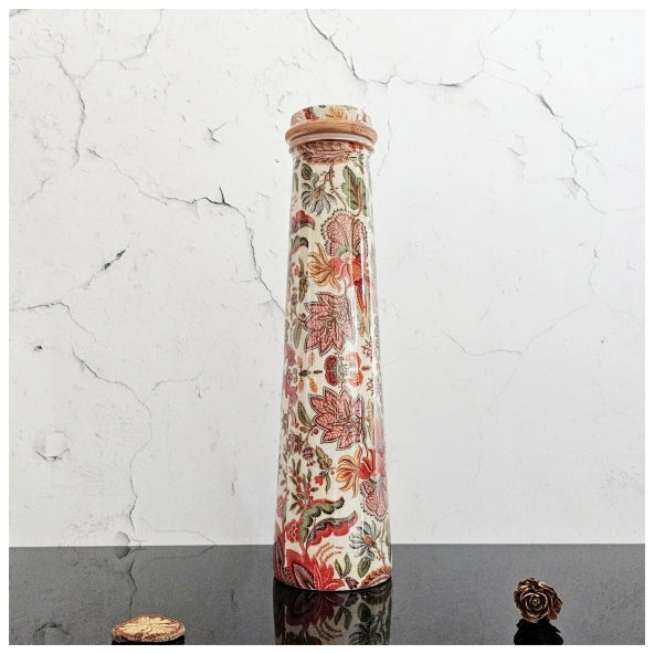 Slim Copper Bottle, 750 ML, Kalamkari