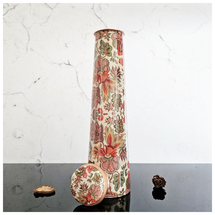 Slim Copper Bottle, 750 ML, Kalamkari
