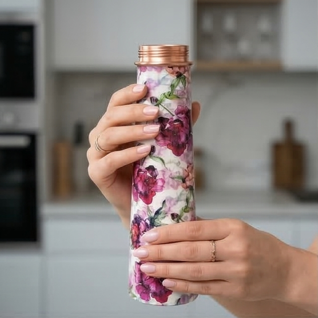 Slim Copper Bottle, 750 ML, Country Rose
