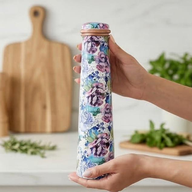 Slim Copper Bottle, 750 ML, Iris Bloom