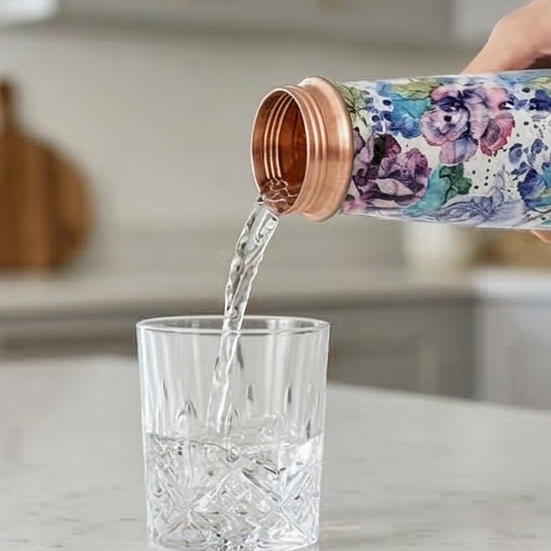 Slim Copper Bottle, 750 ML, Iris Bloom