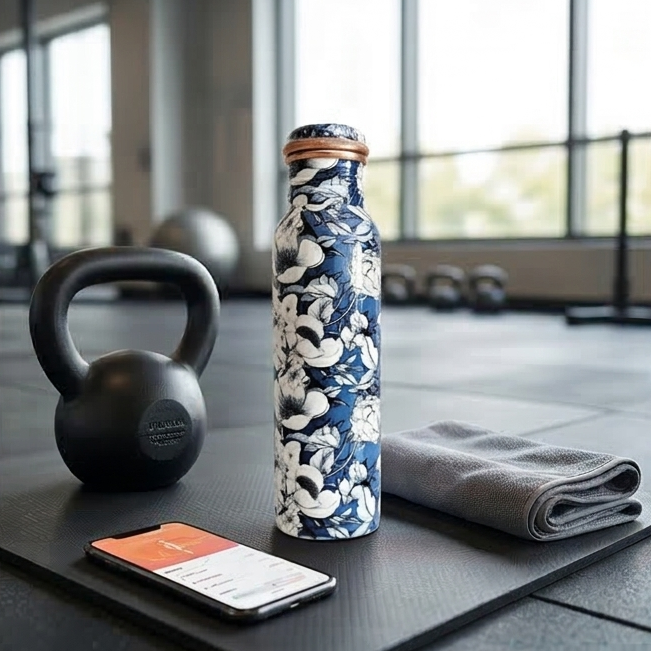 Copper Bottle 950 ml - Blue Hibiscus