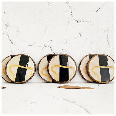 COASTERS - WOOD BARK (SET OF 6) - SABLE