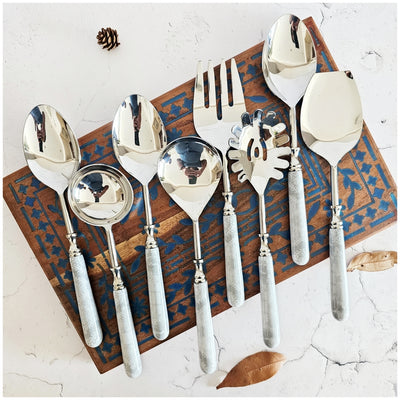 CUTLERY SET - SERVING (Set of 8) - CLOUD DANCER