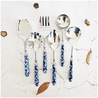 CUTLERY SET - SERVING (Set of 6) - IKAT SHIBORI