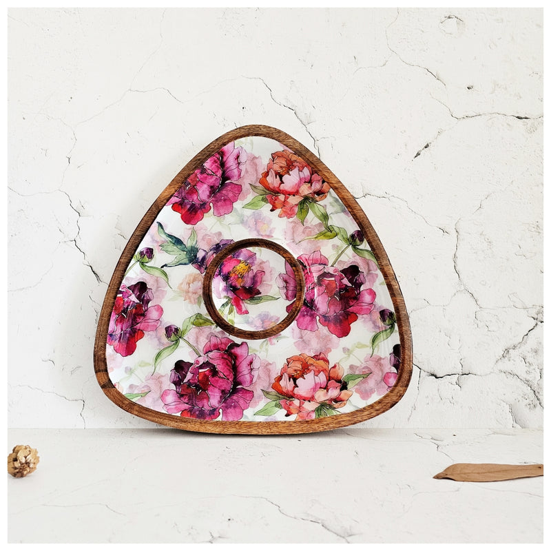 Triangle Dip Dish Platter - Country Rose