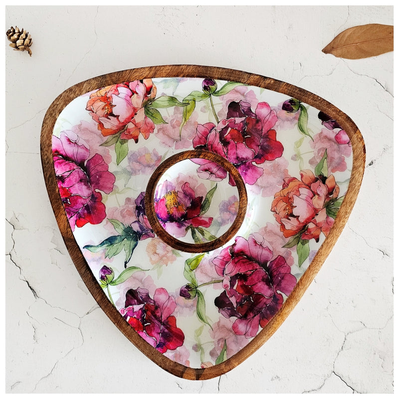 Triangle Dip Dish Platter - Country Rose