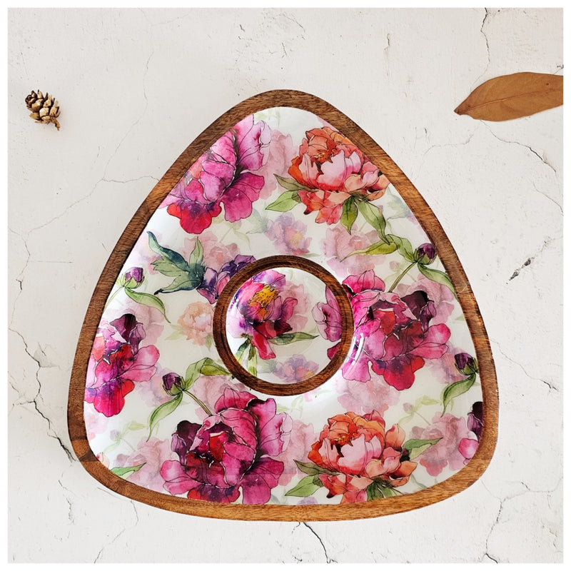 Triangle Dip Dish Platter - Country Rose